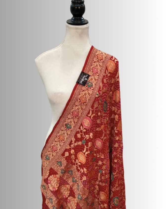 pure khadi georgette all over weaving dupatta