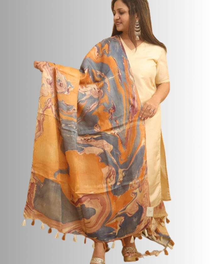 banana silk flowy duppata with digital print