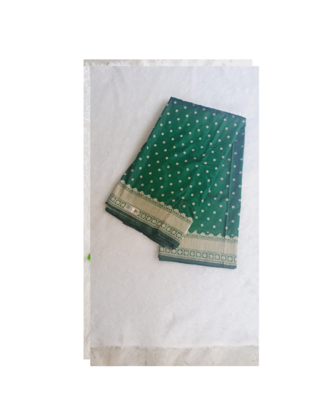 pure katan pattu bottle green handloom saree