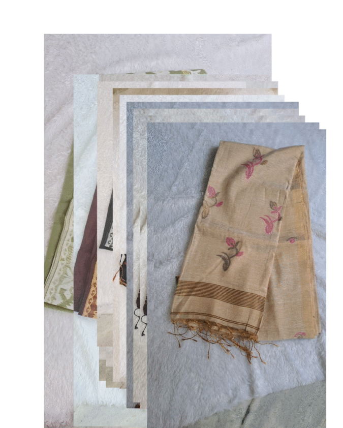 cream color pure tissue linen jamdhani saree