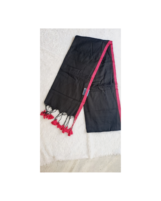 black color  with pink  border plain pure mul cotton saree