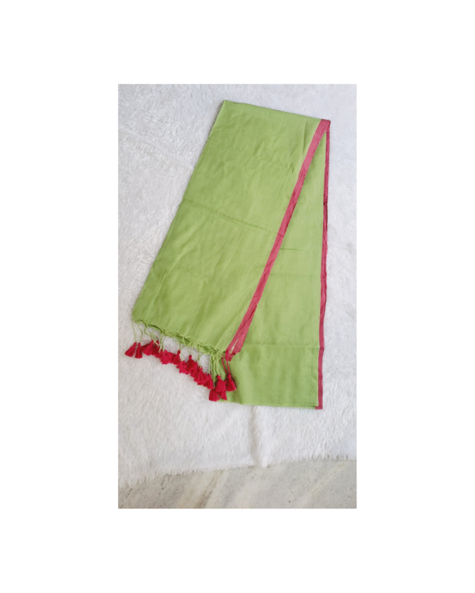 pale green color with pinkborder plain pure mul cotton saree